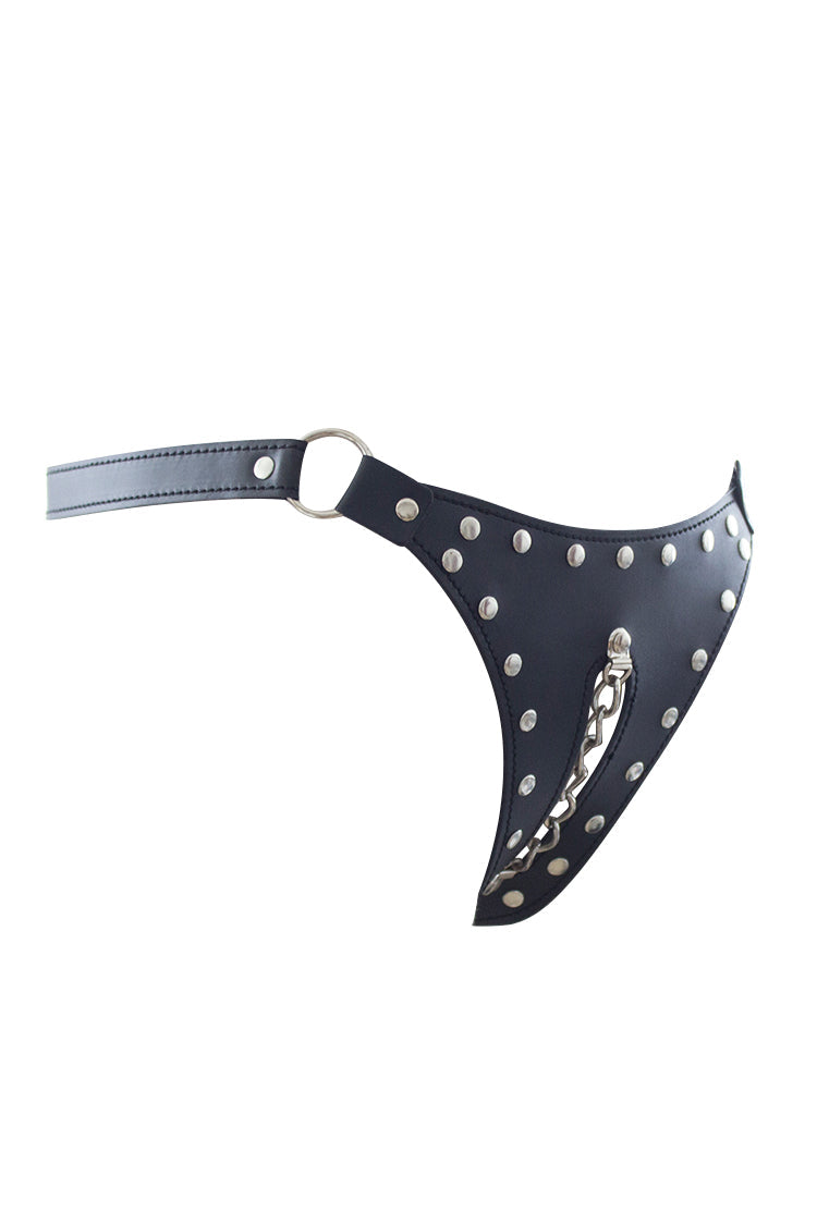 BDSM-Style Studded Adjustable Open Crotch Panty