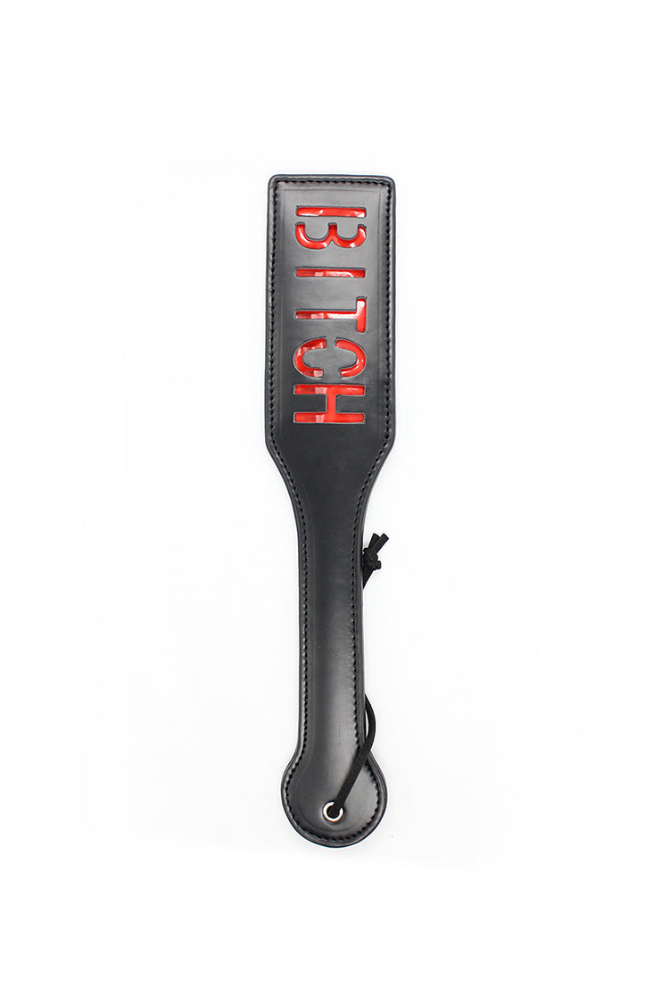 BITCH Letter Imprint Leather Slapper Spanking Paddle