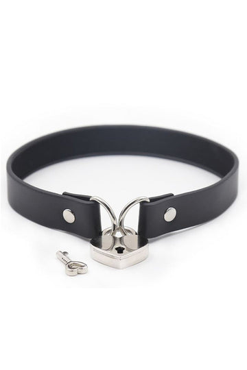 Heart Shape Lock Leather BDSM Collar