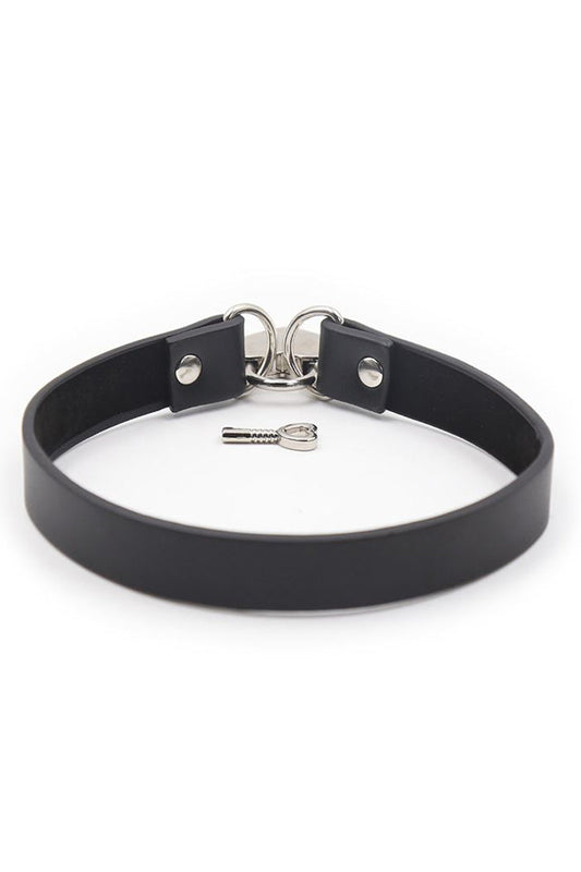 Heart Shape Lock Leather BDSM Collar