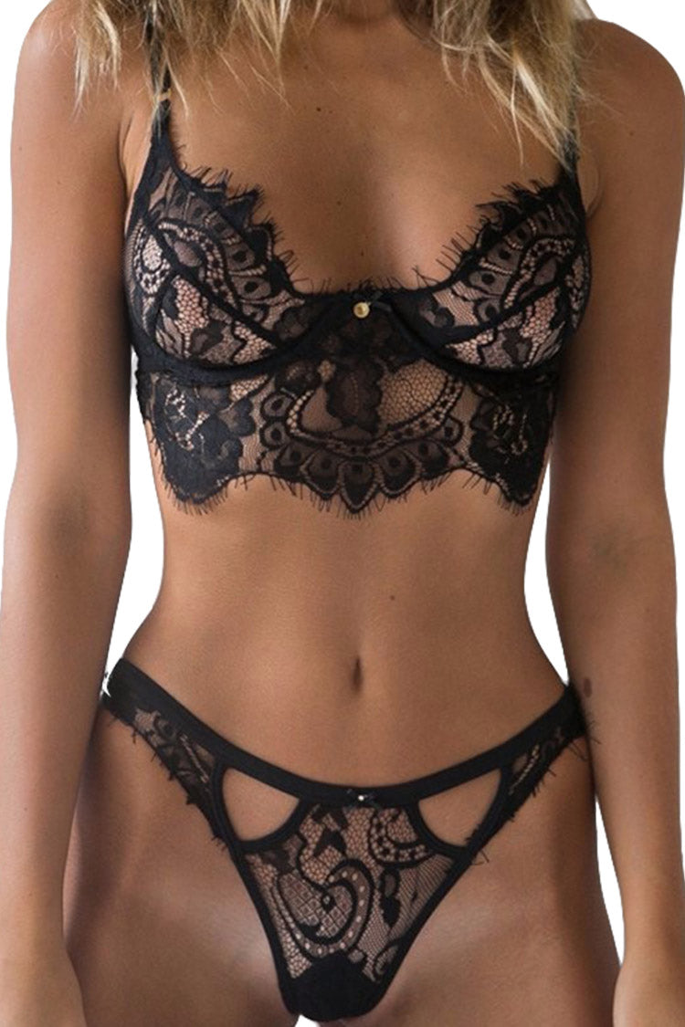 Lace Push Up Bra and G String Set