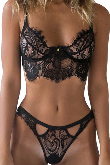 Lace Push Up Bra and G String Set