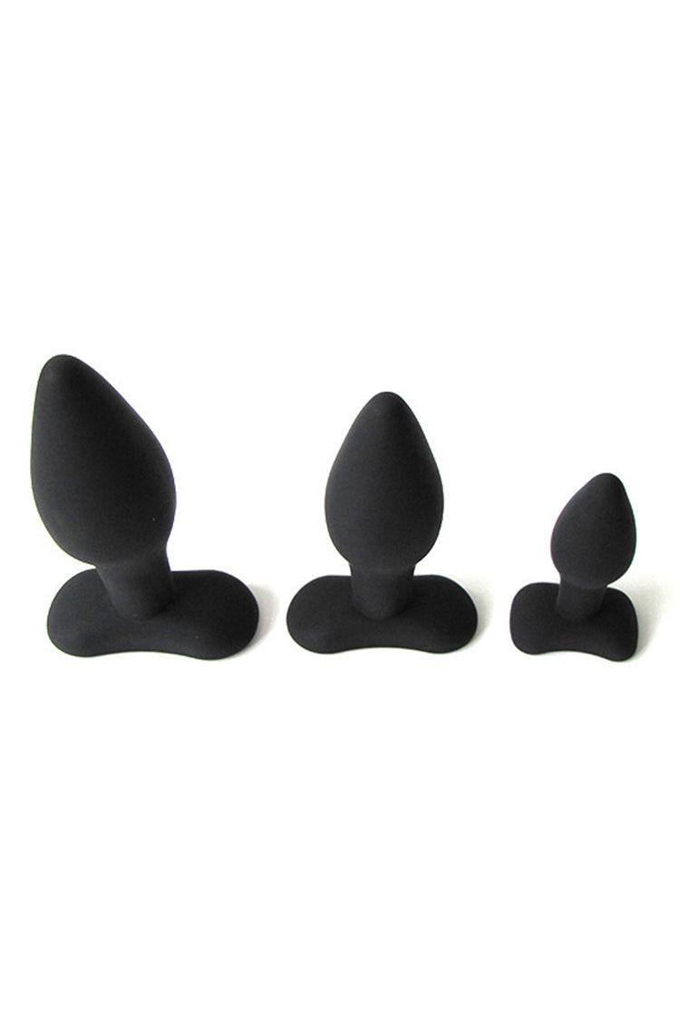 Black Silicone Anal Plug 3pc Set