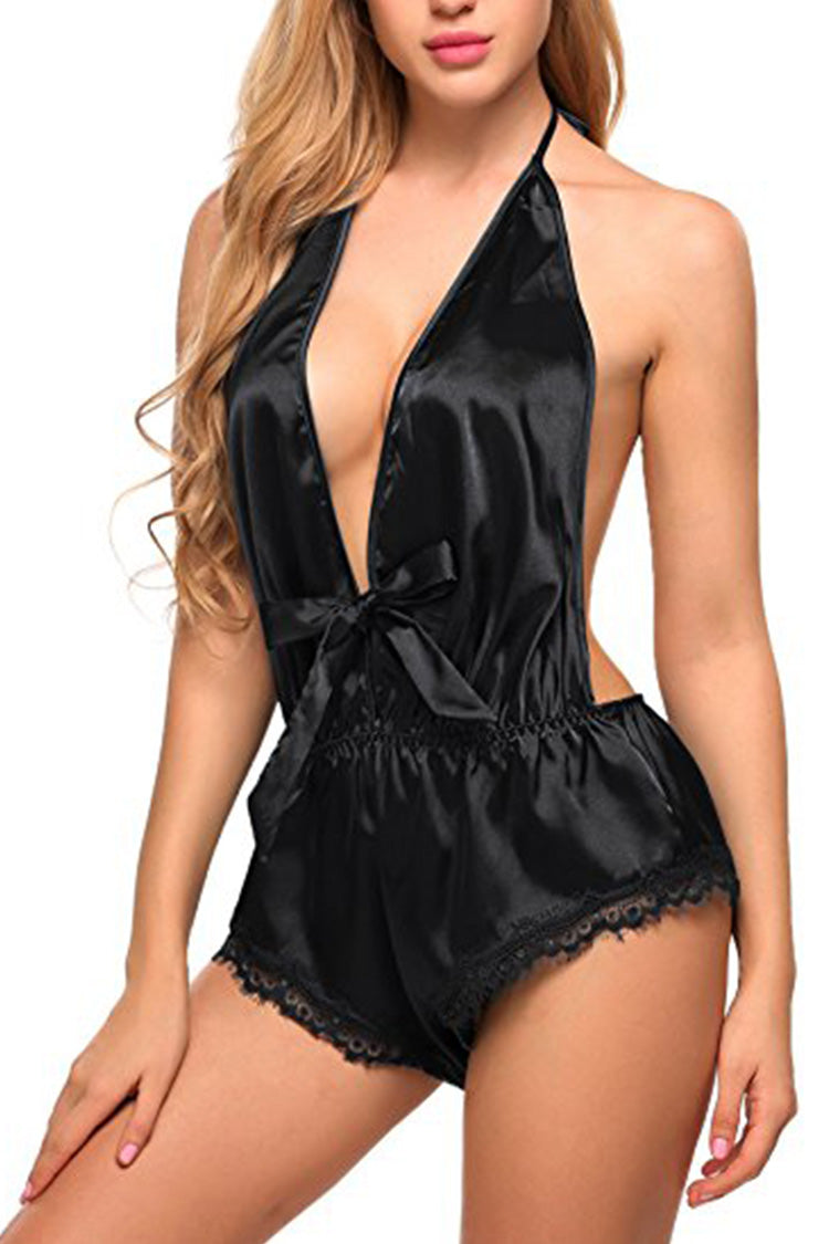 Deep V Neck Backless Bodysuit