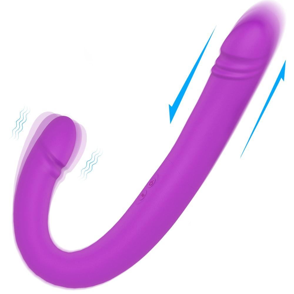 17.7 Inch Realistic Double-Ended Dildos For Anal Vagina Simulation Purple Dildo Vibrator