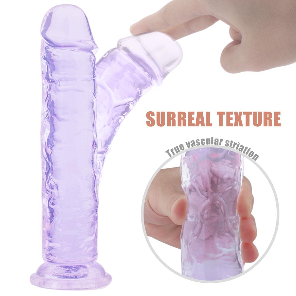 9.84 Inch Super Suction Purple Transparent Realistic Dildo