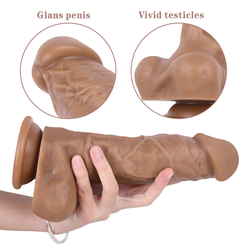 Brown Curved Silicone Realistic Dildo