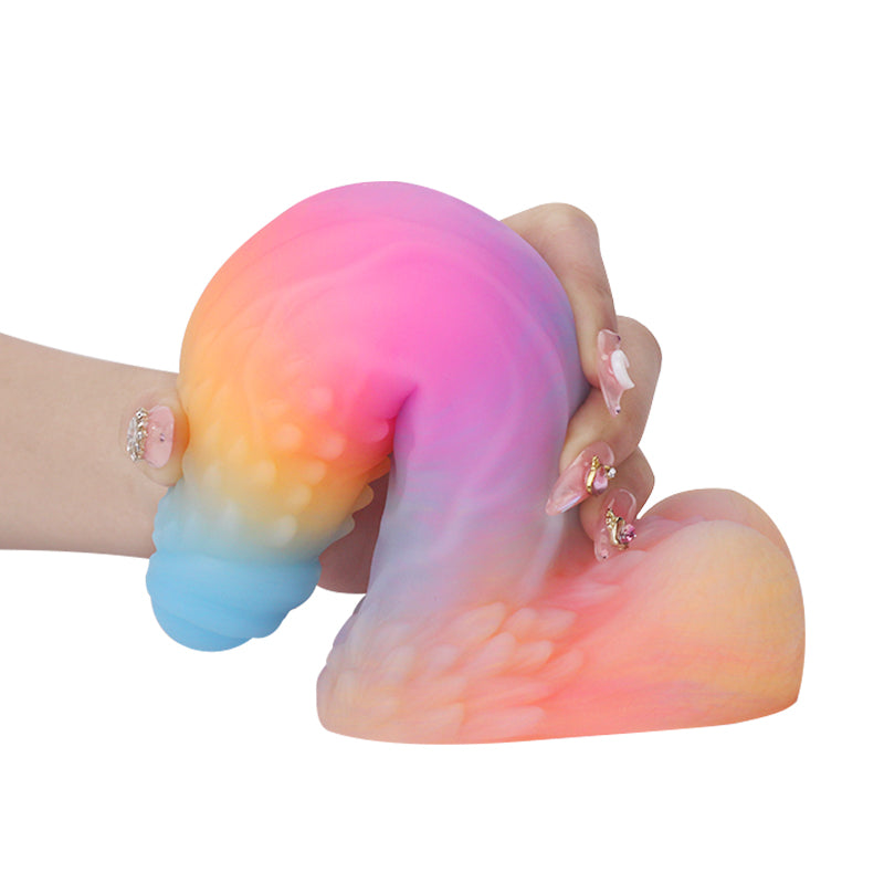 Big Monster Glow In The Dark Rainbow Dildo