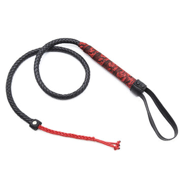 Red Handle Long Snake Leather BDSM Flogger