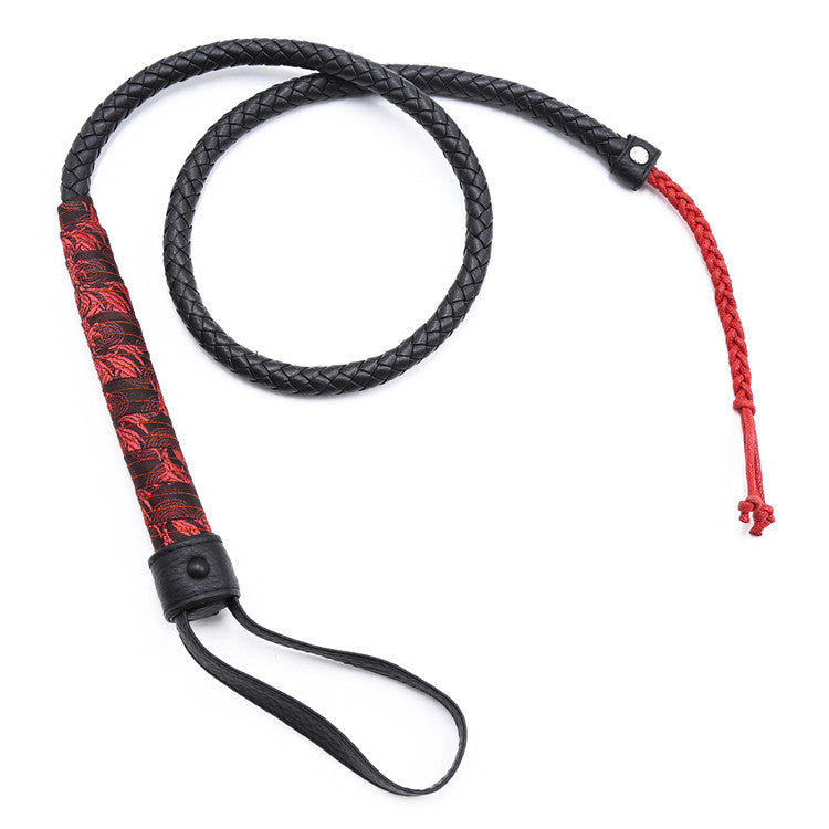 Red Handle Long Snake Leather BDSM Flogger