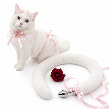 White Cat Extra Long Tail Anal Plug