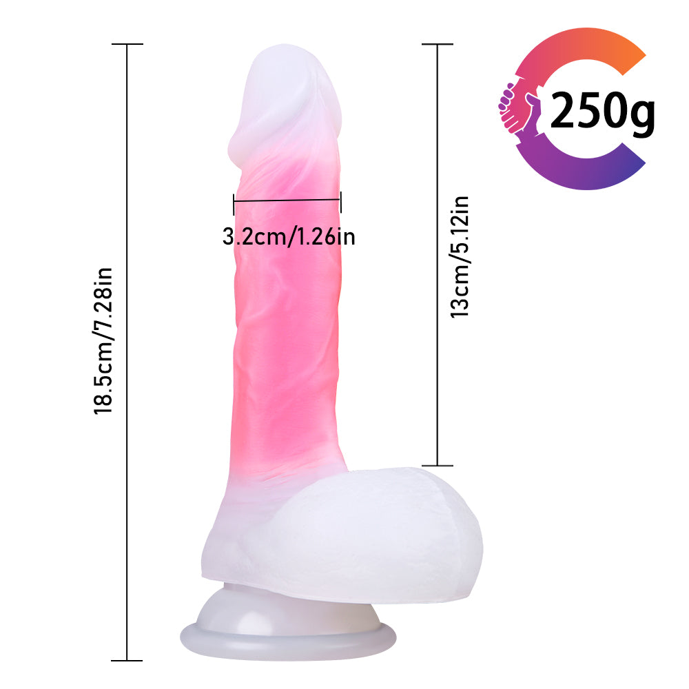 White and Pink Silicone 7 inch Jelly Dildo