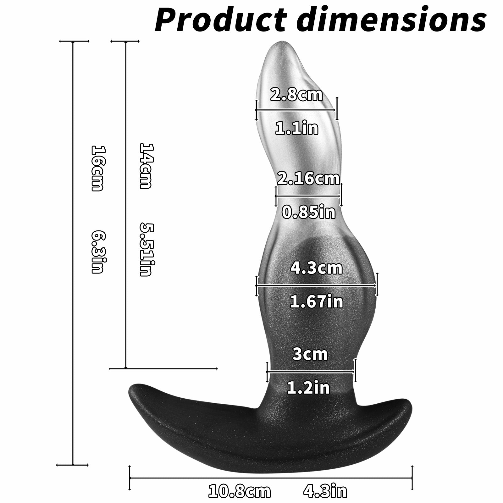 Black Silver Fantasy Curved Huge Butt Plug  dildosstore