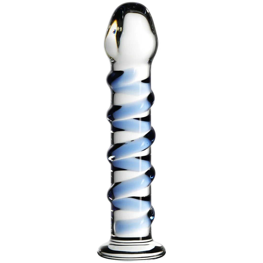 Blue Thread Texture Glass Anal Dildo