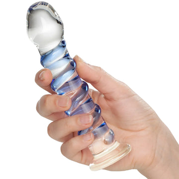 Blue Textured Texture Glass Butt Plug