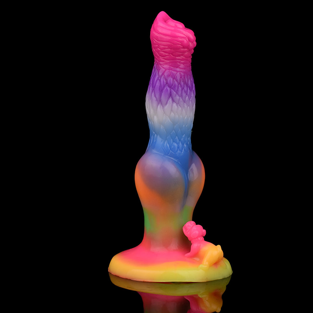 8 Inch Glow In The Dark Dog Rainbow Dildo