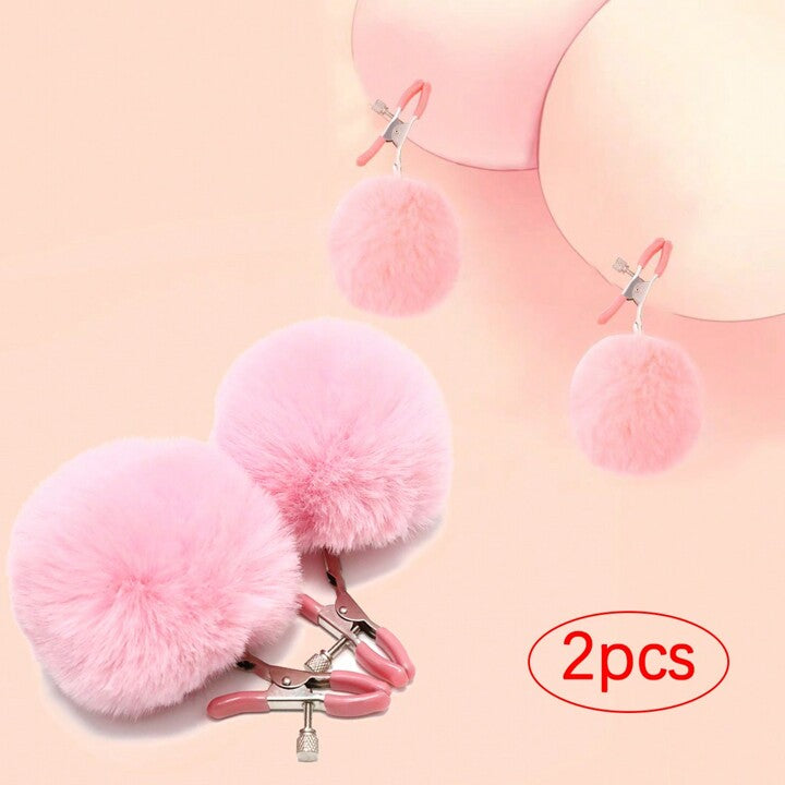 Pink Plush Nipple Clamp SM Sex Toys