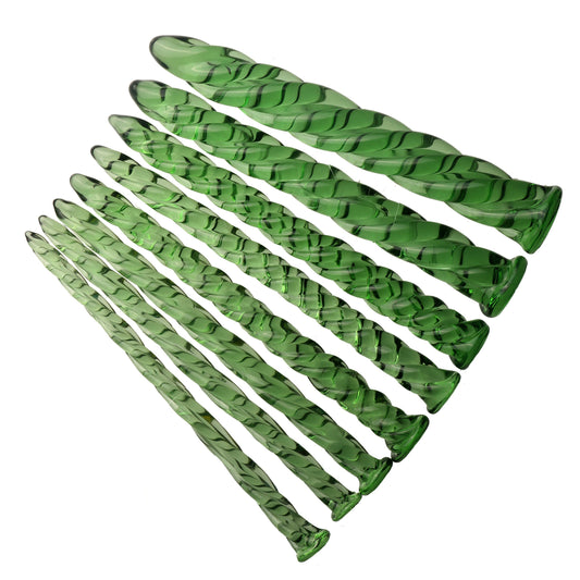 Green Threaded Custom Glass Penis Plug
