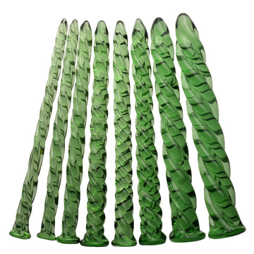 Green Threaded Custom Glass Penis Plug