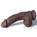 画像をギャラリー ビューアにロード 7 Inch Black Brown Curved Realistic Dildo