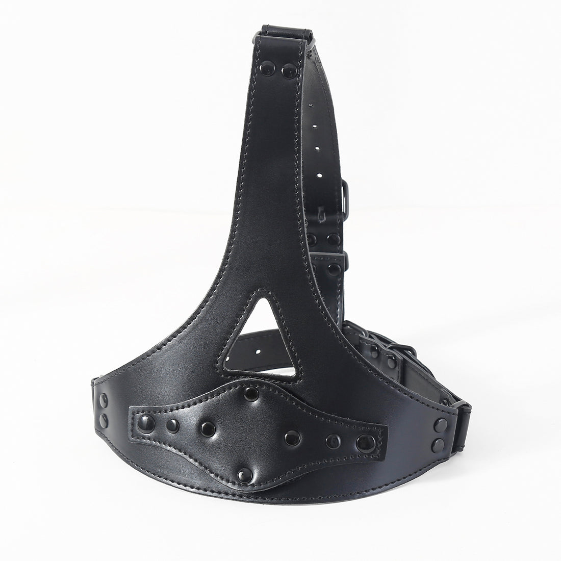 Black Leather Training BDSM Dildo Gag Mask