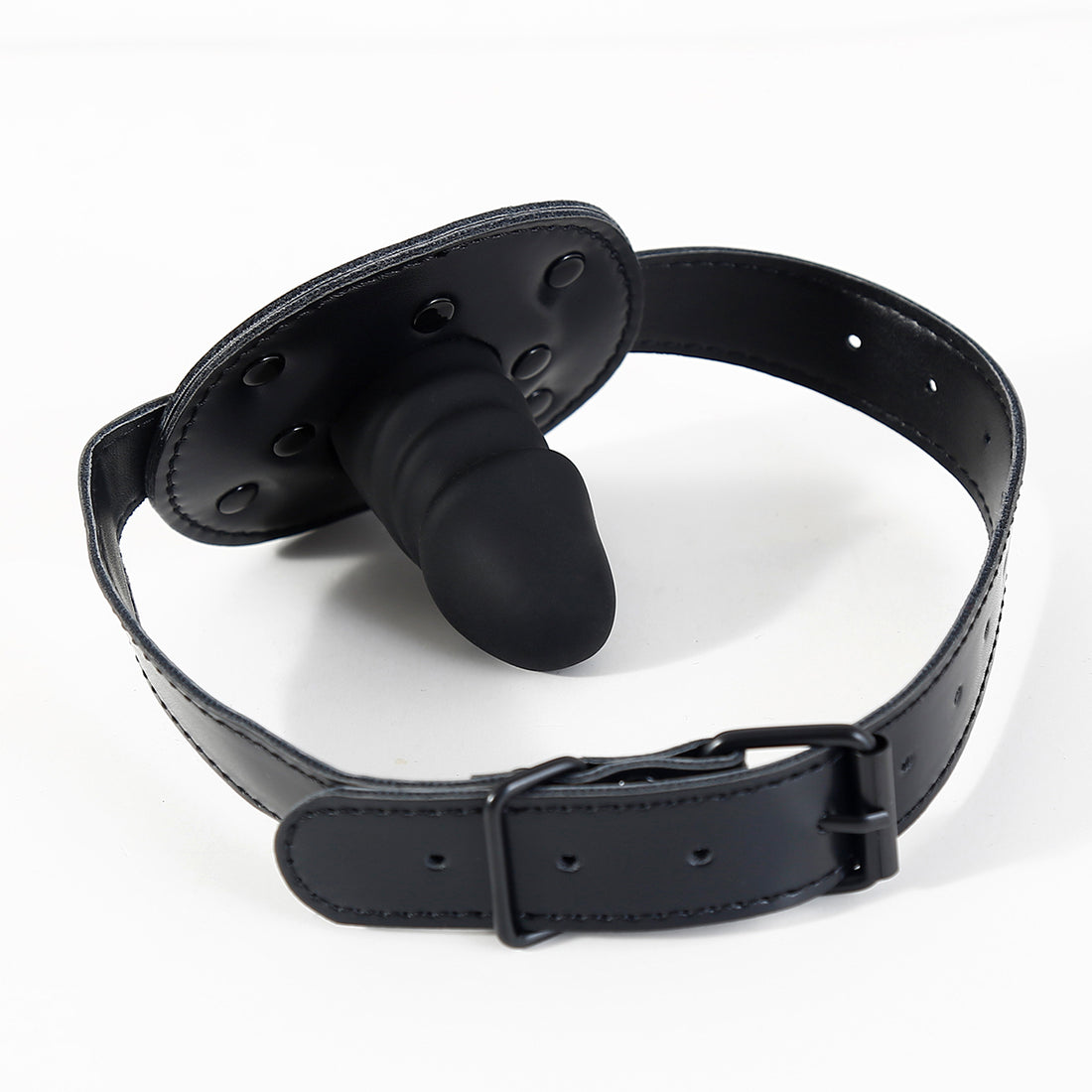 Black Leather Adjustable Training BDSM Dildo Gag