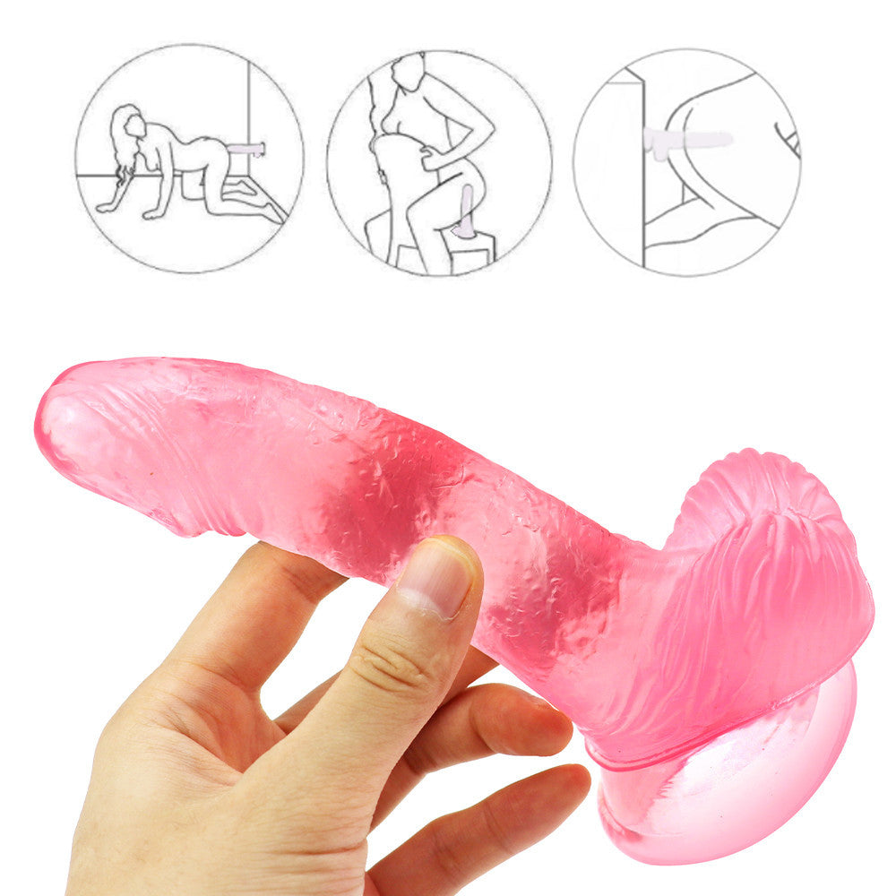 Pink curved dildo