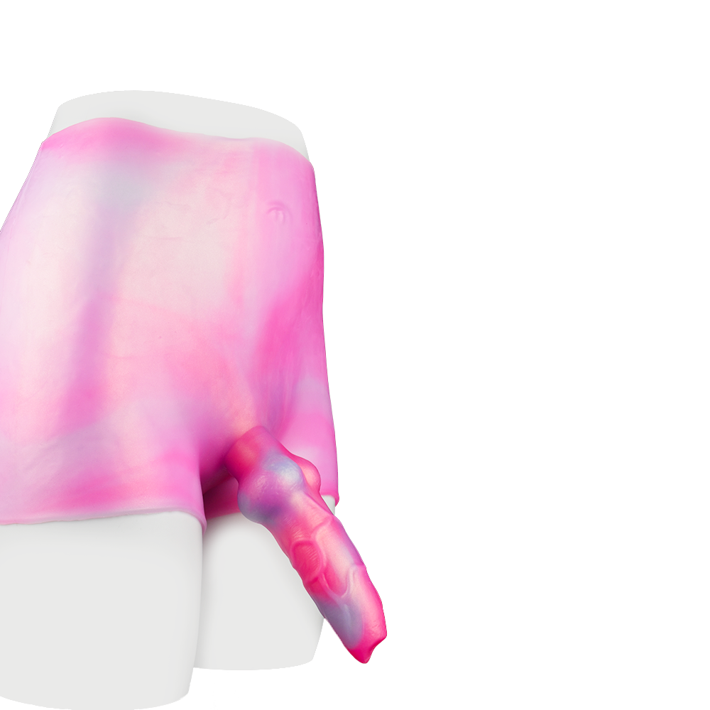 7 Inch Dog Pink Wearable Soft Silicone Dildo Pants