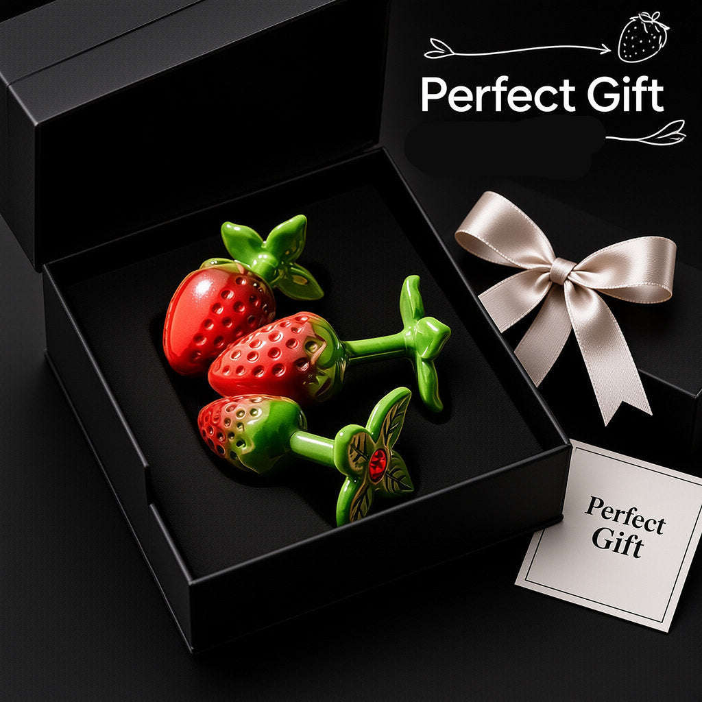 Cute Metal Strawberry Butt Plug Kit