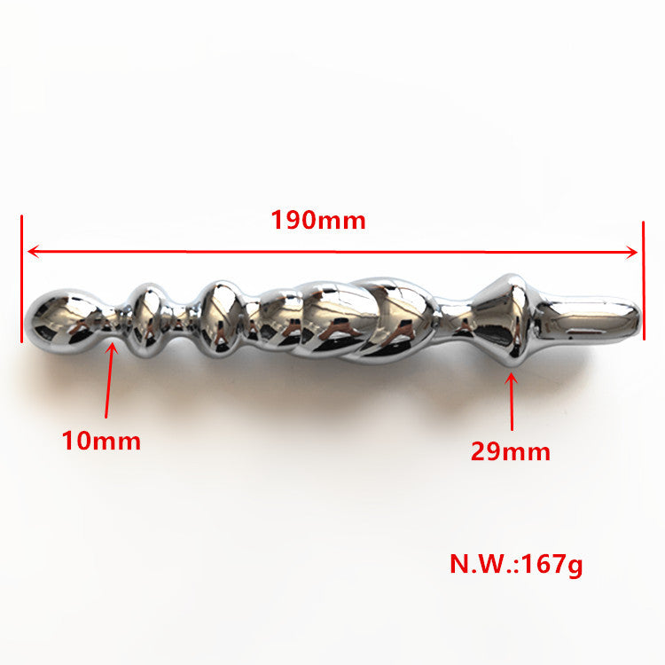 Long Metal Spiral Beaded Anal Plug