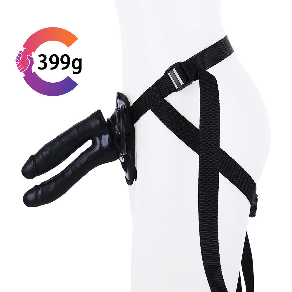 Double Penetration Strap On Black Dildo