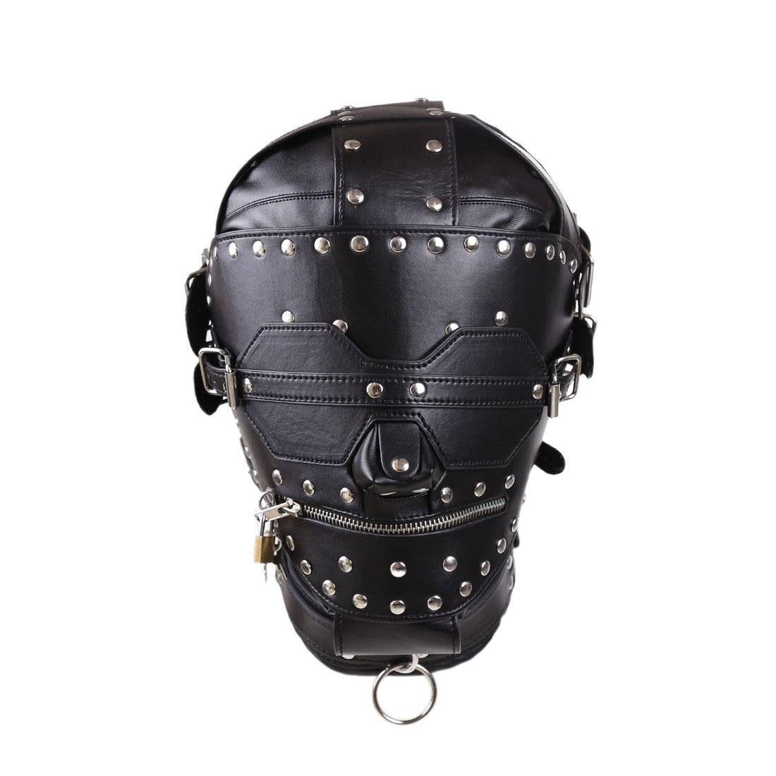 Punk Zippered Head Harness Leather Gimp Mask