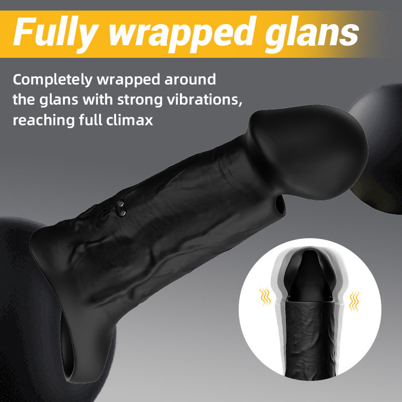 Black Silicone High-Frequency Vibrating Penis Sleeve