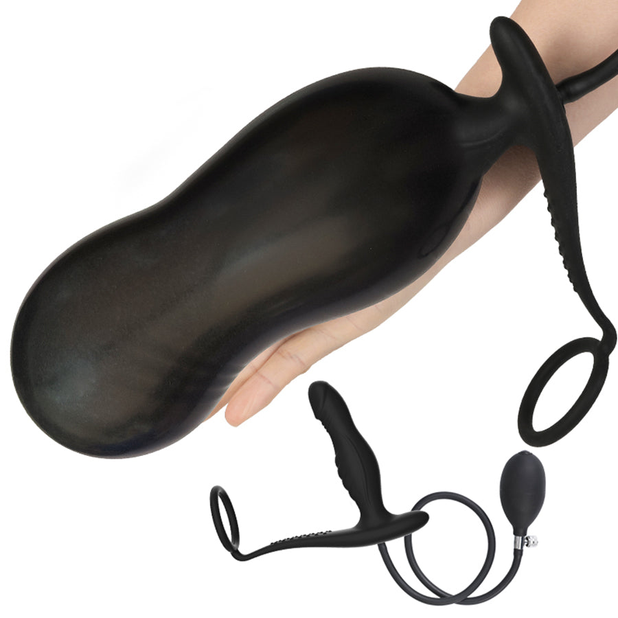 Silicone Inflatable Butt Plug With Penis Ring