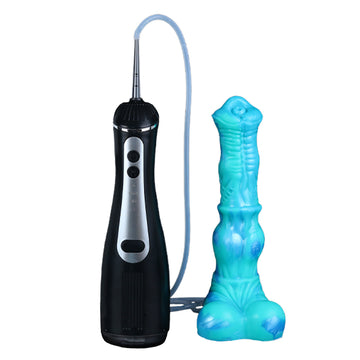 Green Silicone Dog Knot Electric Ejaculating Dildo