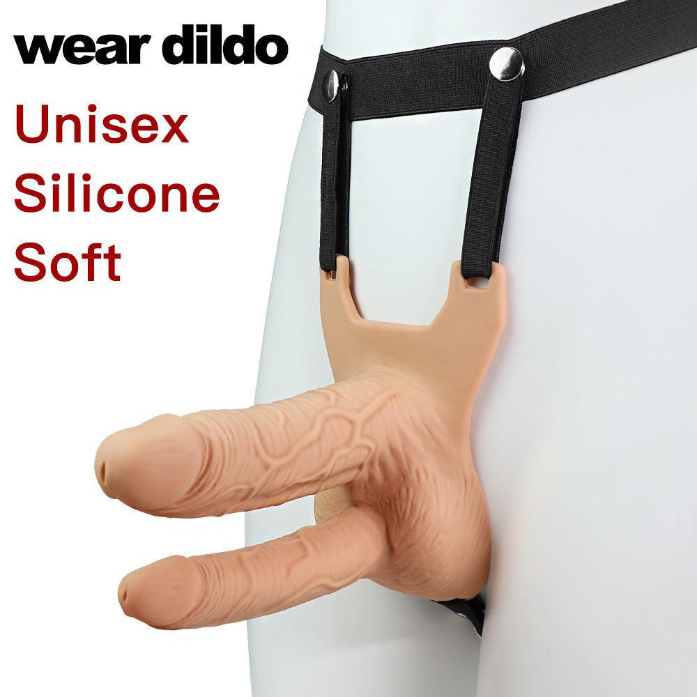 Hollow Vibrator Double Penetration Strap On Dildo