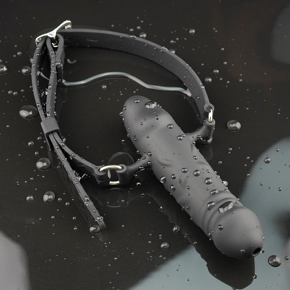 Black Silicone Double Head Dildo Gag