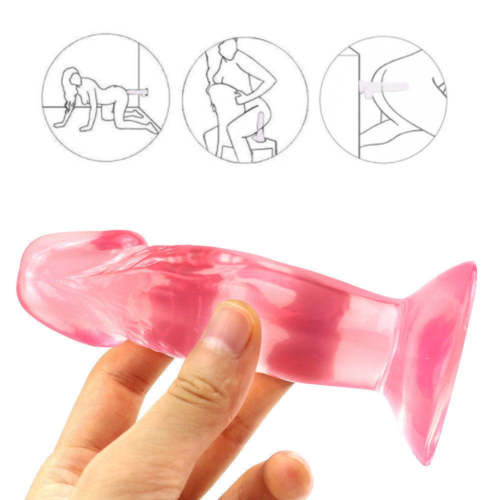 Short rough pink dildo