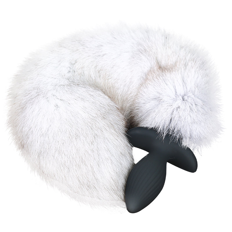 Ribbed Swinging Fox Tail Anal Plug Vibrator