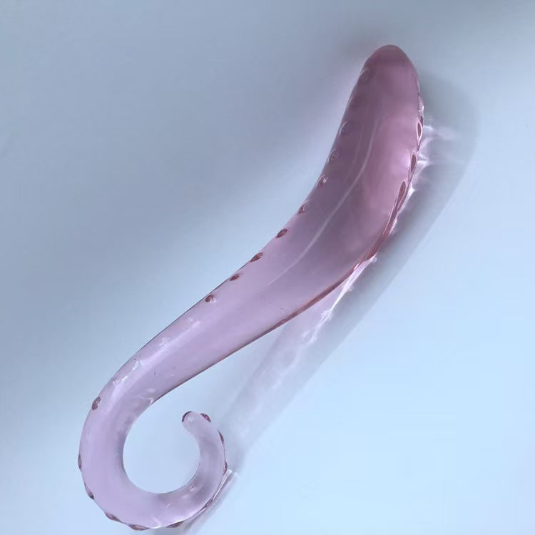 Transparent Pink Curved G-spot Glass Dildo