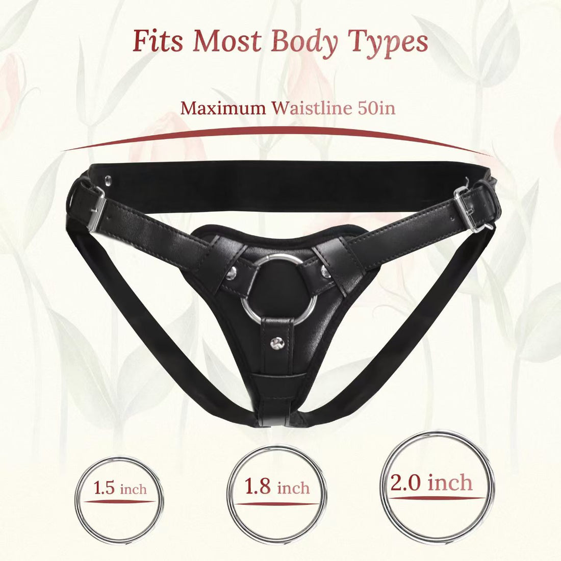 Premium Leather Triple Ring Black Strap On Harness
