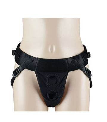 Black Double Hole Strap On Harness