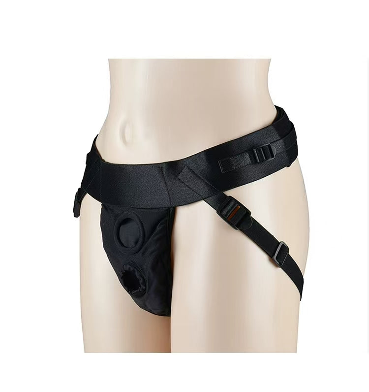 Black Double Hole Strap On Harness