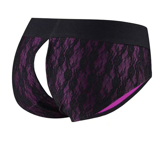 Purple Lace Sexy Strap On Underwear