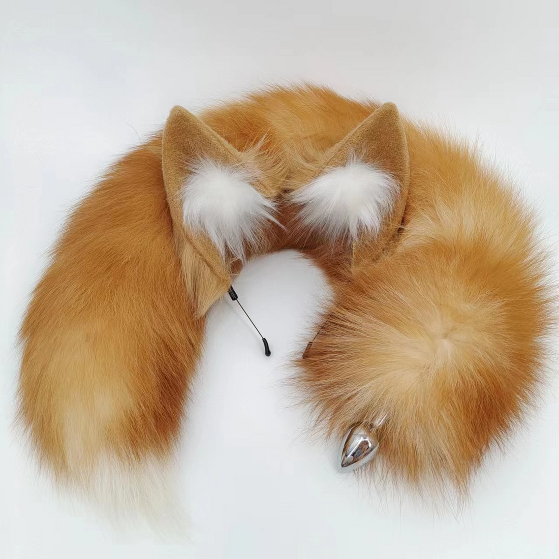 Real Fur Orange-Brown Fox Tail Butt Plug
