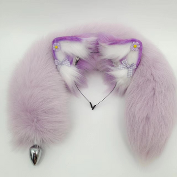 Lilac Cute Metal Fox Tail Butt Plug