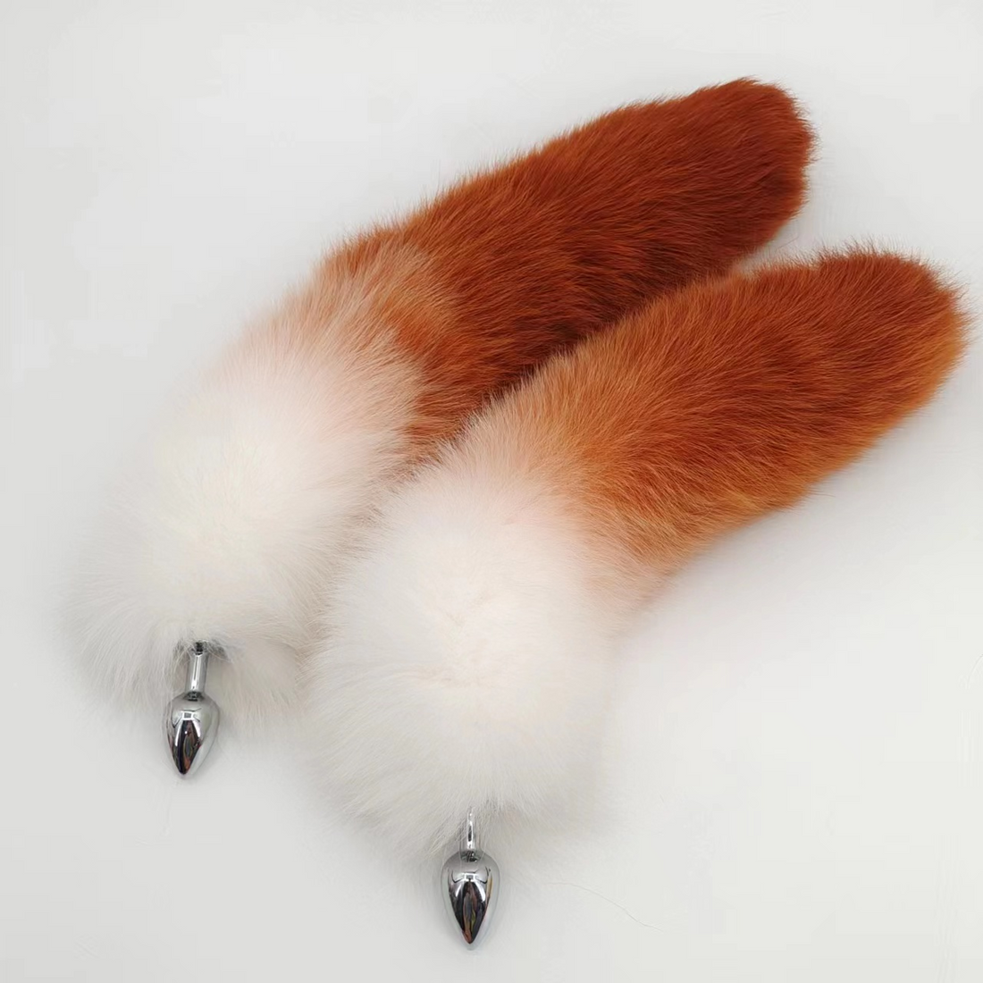 Orange Long Fluffy Fox Tail Butt Plug Kit