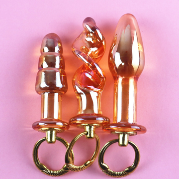 Gold Glass Anal Plug Kit for Beginners