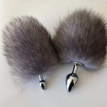 Grey Rabbit Short Metal Tail Anal Plug