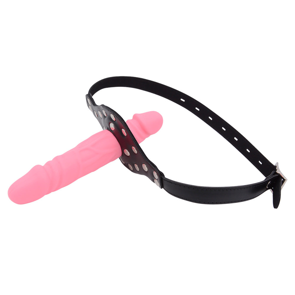 Pink Femdom Strap On Face Dildo Gag
